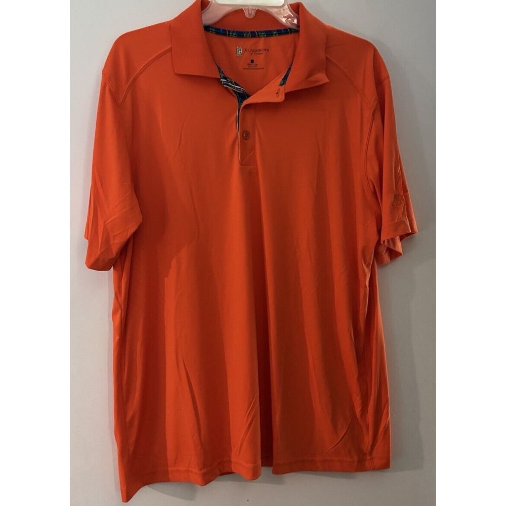 St. Andrews of Scotland Men's Size Large Golf Tour Performance Orange Polo Shirt